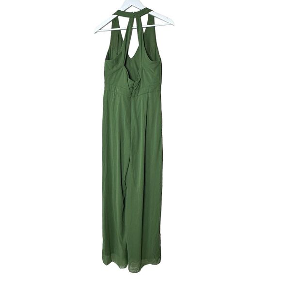 Dessy Collection V-Neck Backless Pleated Jumpsuit Vineyard Green Women 8R NWT - Picture 4 of 10